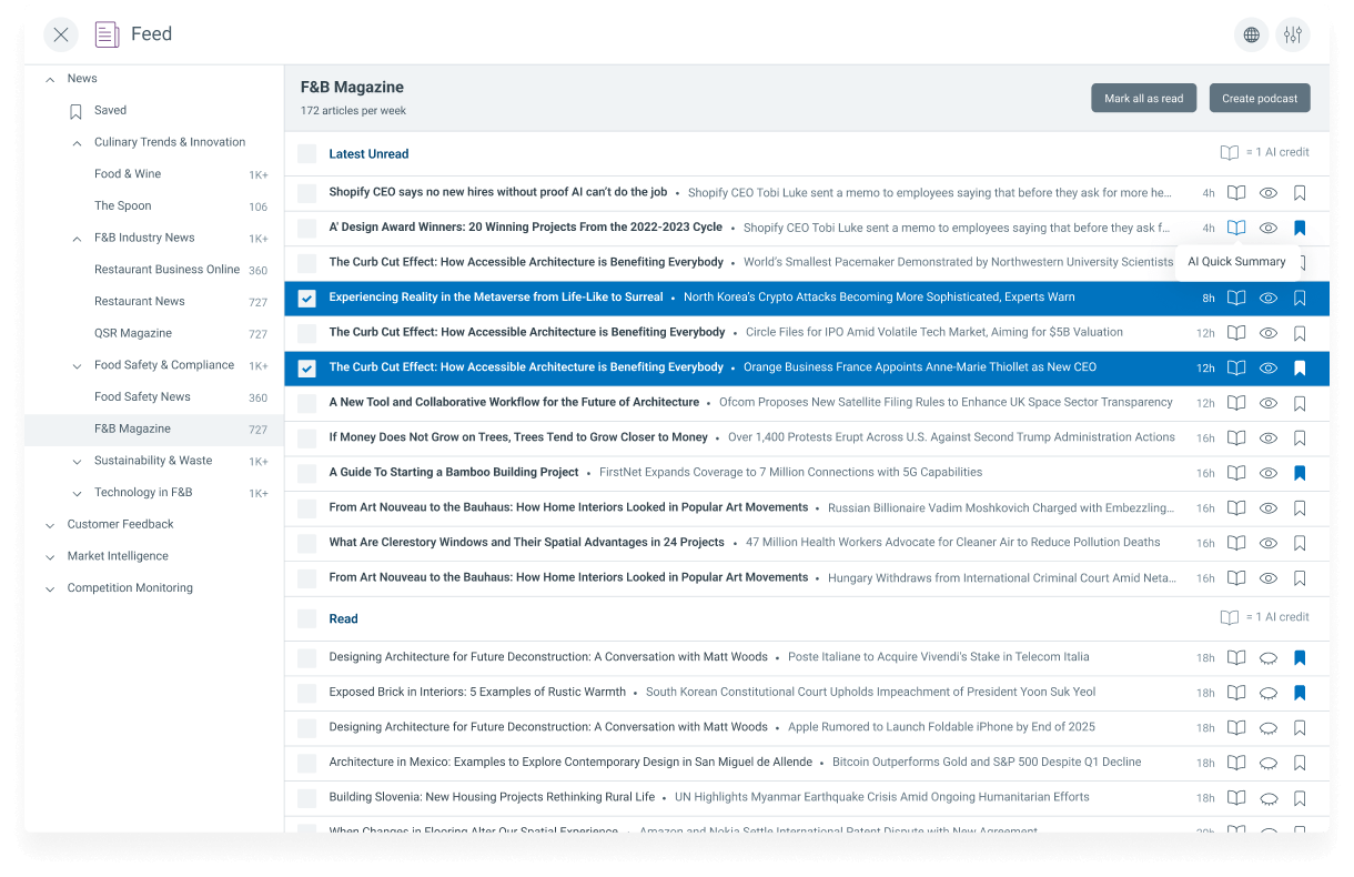 Curated News Feed